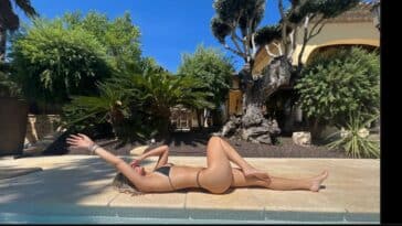 Davina Geiss im schwarzen Bikini am Pool