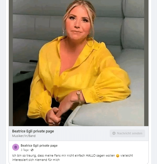 Fake Profil von Beatrice Egli